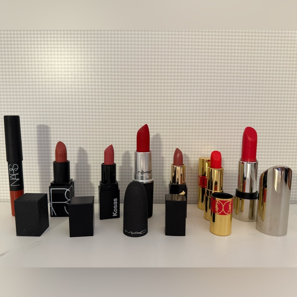 Lot of 8 Luxury Lipsticks- NARS, YSL, MAC, Kjaer Weis, Kosas- New
